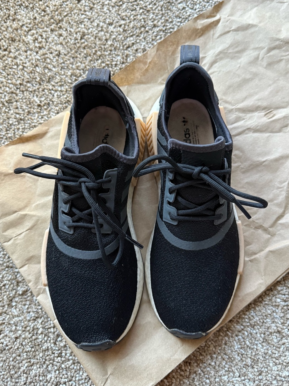 ADIDAS NMD R1 Black Runner with Cream Midsole & Peach Accents - Picture 2 of 8